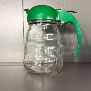 Mid-century Green top Beehive “Dripcut” Glass Syrup Dispenser